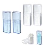 MEKEET 4PCS Cotton Bud Holder for Travel Reuseable Refillable Storage Polypropylene Cotton Bud Travel Case Easy Access Compact and Portable Cotton Bud Storage Outdoor Daily Use(Blue,Transparent)