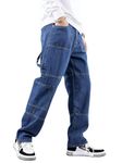 GRECIILOOKS Regular Cargo Pant Baggy Loose Fit | Cotton Jeans for Men (GL-MJ-21_Blue_34)