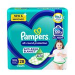 Pampers All round Protection Pants Style Baby Diapers, XX-Large (XXL) Size, 28 Count, Anti Rash Blanket, Lotion with Aloe Vera, 15-25kg Diapers