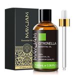 Citronella Essential Oil with Glass Dropper, MAYJAM 100ml/3.38fl.oz Pure Essential Oils Citronella Oil for Diffusers for Home