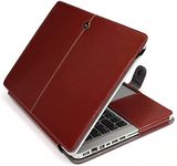Se7enline Compatible with Macbook 12 inch Retina Case Premium Quality Brown PU Leather Book Cover Clip On Case for Macbook 12 inch Retina Model A1534, with Transparent Keyboard Cover