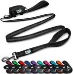 Black Rhino Dog Leash - Heavy Duty 6ft Long Leashes for Medium & Large Dogs | Two-Traffic Padded Comfortable Neoprene Handles for Safety Control Training - Double Handle Reflective Lead - Black