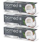 Biomed Superwhite 97% Natural Whitening Toothpaste | Enamel Strengthening | Coconut Flavour, Vegan, SLES Free 100g (Pack of 3)