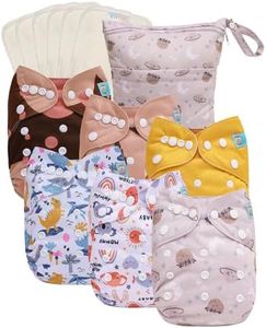 ALVABABY 2.0 AWJ Lining Cloth Diaper With Tummy Panel for Babies 6 Packs Diapers With 6 Inserts with One Wet Dry Bag Adjustable Washable Reusable for Baby Girls And Boys 6WJT02A-L-CA