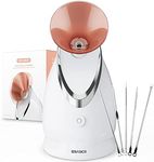 EZBASICS Facial Steamer Ionic Face Steamer for Home Facial, Warm Mist Humidifier Atomizer for Face Sauna Spa Sinuses Moisturizing, Unclogs Pores, 1 Pack + 5 Stainless Steel Skin Kit Warm Pink