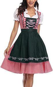 Générique Vetement Dirndl pour Femme - Midi Robe Traditionnelle pour l'Oktoberfest - Trois Pièces: Robe, Chemisier, Polka Dot Violet (02#Army Green, L)