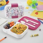 Nayasa Marco 2 Compartment Stainless Steel Insulated Lunch Box for Kids | Paris Print | Vacuum Sealed & Leak Proof Tiffin | 650 ml | White