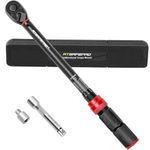 ATsafepro 1/2" Drive Torque Wrench Set,Car Wheel Torque Wrench 20-230 Nm with 3/8'' Adapter, Dual-Direction Adjustable 72 Tooth for Car Motorcycle,Truck,± 3% Accuracy