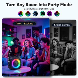 Karaoke Machine with 2 Wireless Microphones – Portable Bluetooth Speaker