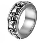 JewelryWe Stainless Steel Skull and Pyramid Combination Cast Band Ring (Size V)