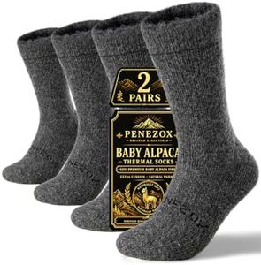 Penezox Extra Cushion Alpaca Wool Crew Socks for Men & Women – Heavyweight Thermal Winter Socks for Hiking & Hunting