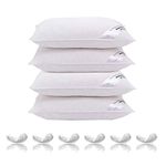 Adam Home Duck Feather Pillows 4 Pack Hotel Quality (Standard Size) - Luxury Down Pillows Extra Soft Filling Filled in 100% Cotton Cover (White, 48 * 74)