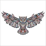 Native American Colorful Spreading Wings Flying Owl Removable Home Decal Vinyl Art Wall Sticker Animal Mural Home Living Room Bedroom Background Office Nursery Kids Room DIY Decor 31x18 inches