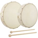 Foraineam 10 Inch & 8 Inch Hand Drum Musical Hand Percussion Wood Frame Drum with Drum Stick