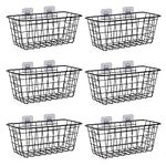 XINFULL 6 Pack Wire Storage Baskets Household Metal Wall-Mounted Containers Organizer Bins for Kitchen Bathroom Freezer Pantry Closet Laundry Room Cabinets Garage Shelf, Medium