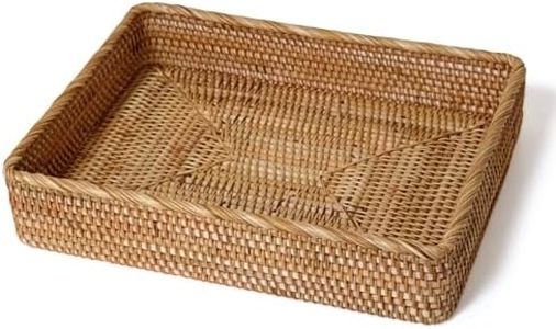 Wicker Storage Tray, Rattan Basket Rectangular for Bathroom Living Room, Decorative Serving Woven Trays Wicker Baskets for Organizing Home Decor XL(17.7" × 13.4")