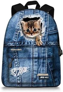 JBS-NO.1 Cute Cats Backpack for Teen Girls,Canvas BookBags for School (Blue1)
