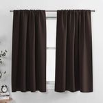 PONY DANCE Bedroom Curtains Drapes - Blackout Panels Home Fashion Solid Rod Pocket Curtain Blinds Home Decor Thermal Insulated Light Block, Wide 42 x Long 54 inches, Chocolate Brown, 1 Pair