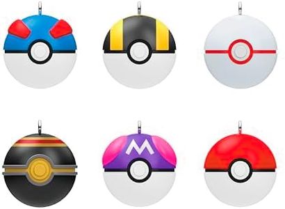 Hallmark Keepsake Mini Christmas Ornaments 2024, Pokémon Poké Balls, Set of 6, Gifts for Pokémon Fans