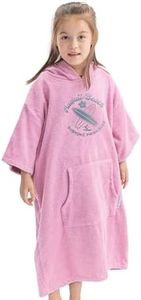 HOMELEVEL Poncho de bain - Peignoir de bain manches courtes avec capuche en coton pour enfants et ados - Pour sports aquatiques après douche plage