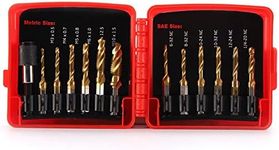 IMCCZONY Titanium Combination Drill Tap Bit Set 13PCS SAE and Metric Tap Bits Kit for Screw Thread Drilling Tapping Deburring