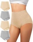 MIOTAN Women's High Waisted Cotton Underwear Tummy Control Briefs 2/4 Pack