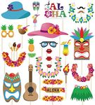 60pcs Luau Photo Booth Props - Hawaiian/Tropical/Tiki/Summer Pool Party Decorations Supplies (Assembly Needed)