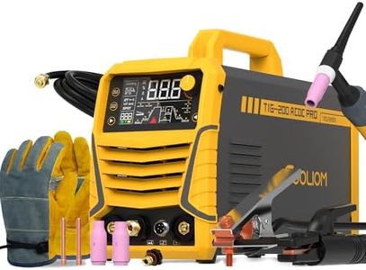 TOOLIOM 200A AC/DC TIG Welder with Pulse, Dual Voltage 110V/220V with IGBT Inverter, Large LED Display, AC TIG/DC TIG/Pulse TIG/SPOT TIG/Stick Multiprocess Welding Machine