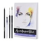 int!rend Watercolour Paper DIN A4 300gsm - 30 White Glued Painting Paper + Water Tank Brush + 2 Brushes + Pencil - Premium Water Colour Pad, Paint Book & Sketchbook