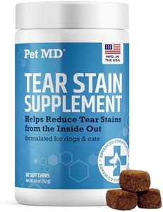 Pet MD Tear Stain Remover for Dogs & Cats - Antioxidant Eye Care Supplement with Lutein, Cranberry, & Omega 3 & 6 - Cat & Dog Tear Stain Remover Chews for White & Light Fur - 60 ct