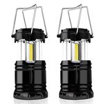 Jsdoin Camping Lights, 2 x Camping Lantern Battery Operated Portable LED Camping Lamp with Foldable Hook, Tent Lights Waterproof Outdoor Hanging Lamp for Emergency, Hiking, Camping, Black