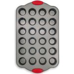 Boxiki Kitchen 24 Cup Mini Muffin Pan with Silicone Handles | Professional Non-Stick Cupcake Pan for Muffins, Cupcakes, Egg Bites, and More