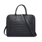 NICOLE & DORIS Laptop Bags for Women 13-14 Inch Large PU Leather Tote Bag Men Laptop Handbag Ladies Business Work Bag Retro Leather Briefcase Black