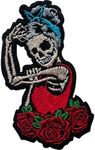 LEMILLE Skull Mama Patch, Size 3" Sew On Patches, Rose Embroidery Fabric Patches for Clothes Jeans Backpacks Hat, Applique Patches, Embroidery Iron On Patches for Clothes, Gift for Mom Girls Women