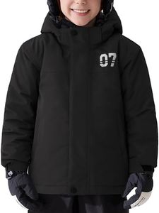 FREE SOLDIER Boys Girls Waterproof Ski Jacket Fleece Lined Warm Winter Snow Coat Kids Winter Jacket with Detachable Hood(Black,14-16/Boy)