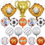 Sports Balloons Themed Party Decorations - Football Basketball Baseball Glove Soccer Foil Balloons Champion Trophy Balloon for Boys Ball Fans Sport Theme Birthday Party Decor