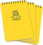 Rite in the Rain Weatherproof Top Spiral Notebook, 4" x 6", Yellow Cover, Universal Pattern, 3 Pack (No. 146-3)