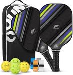 Fountor Pickleball Paddles Set of 2 - USAPA Approved, Carbon Fiber Pickleball Set with 4 Balls,1 Pickleball Bag, Lightweight Graphite Pickle Ball Rackets 2 Pack for Men and Women