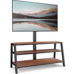 FITUEYES TV Stand Cabinet with Bracket for 37" - 70" Wooden Open Shelves Floor TV Unit TV Table with Mount TV Lowboard Height Adjustable 100cm Wide Golden Walnut