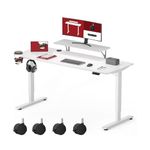 SANODESK SQ1 120x60cm Electric Standing Desk Height Adjustable Standing Desk Sit Stand Desk with Monitor Shelves Home Office