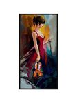 999STORE Beautiful Women Hand Violin Art Long Big Canvas Wall modern painting women painting (Canvas Framed_24X48 Inches) BoxF24X48057