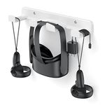 HomeMount VR Wall Mount for Oculus Quest 2/Rift, Valve Index, HTC Vive, PSVR - Space-Saving Headset & Controller Hanger with Rounded Corners (White)