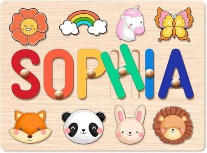 Baosity Name Puzzle for Kids Personalized, Custom Christmas Easter Baby Gifts, 1st Birthday Gifts, Wooden Puzzles for Toddlers, Easter Basket Stuffers, Early Learning Toys for Baby Boy or Baby Girl