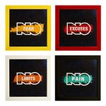 Indianara Set of 4 Motivational Quotes Paintings in Red Yellow Black White Frames (2121) without glass 9.5 x 9.5 inch each