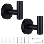 KissDate 2 Pack Bathroom Towel Hook, Matt Black Coat Hook Wall Towel Hooks Coat Hook Bathroom Robe Hook SUS 304 Stainless Steel Heavy Duty Door Hanger Shower Robe Hand Hooks Brushed Nickel Towel Hook