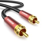 SOUNDFAM High-Performance RCA Subwoofer Cable 8M, 24K Gold Plated 75Ω Coaxial Audio Cable with Dual Shielding for Soundbar, TV, Home Theatre - Red