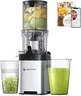 AMZCHEF Cold Press Juicer, Juicer Machines - 4.6" Large Feed Chute for Whole Fruits & Vegetables, Stainless Steel Slow Masticating Juicer Easy to Clean, Large Auger, Double Strainers, Silver