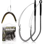 Dovesun Weedless Worm Hooks Wacky Rig Hooks 30PCS Professional V Catfish Bass Fishing Hooks for Freshwater Saltwater 1/0