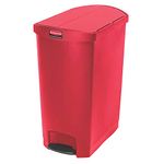 Rubbermaid 1883571 Slim Jim 24 Gal Step-On Resin End Step, Red