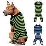 QUEARN Dog Surgery Recovery Suit 2 Packs, Professional Pet Recovery Shirt Dog Abdominal Wounds Bandages for Male Female Pet Surgical Snugly Suit After Surgery Anti-Licking Dog Onesies L(Boy Color)